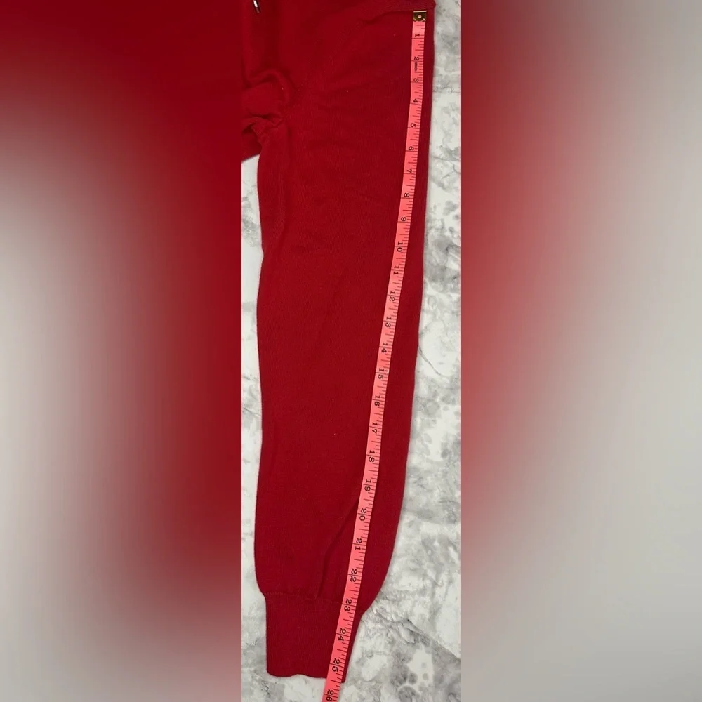 Classic red V-Neck preppy old money quiet luxury Sweater size L - Picture 6 of 9